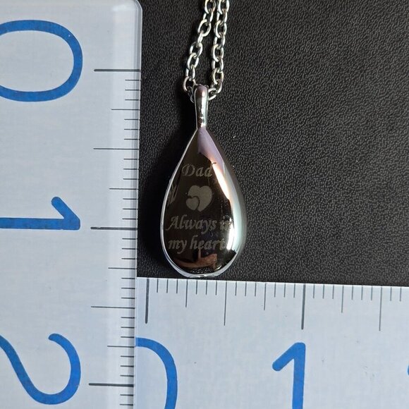 Dad Memorial Teardrop Urn Pendant Necklace (NWOT) - Picture 6 of 6